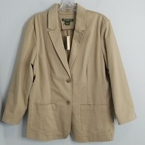 Eddie Bauer 14 khaki button front blazer